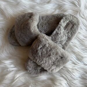 UGG Cozy Gray Fur Slippers